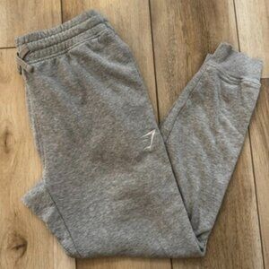 Gymshark Men's Small Crest Joggers Light Grey Sweatpants with Pockets